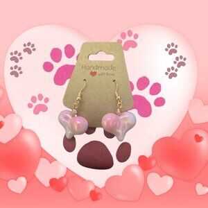 COPY - Light Pink Tie-Dye Heart Earrings - HANDMADE